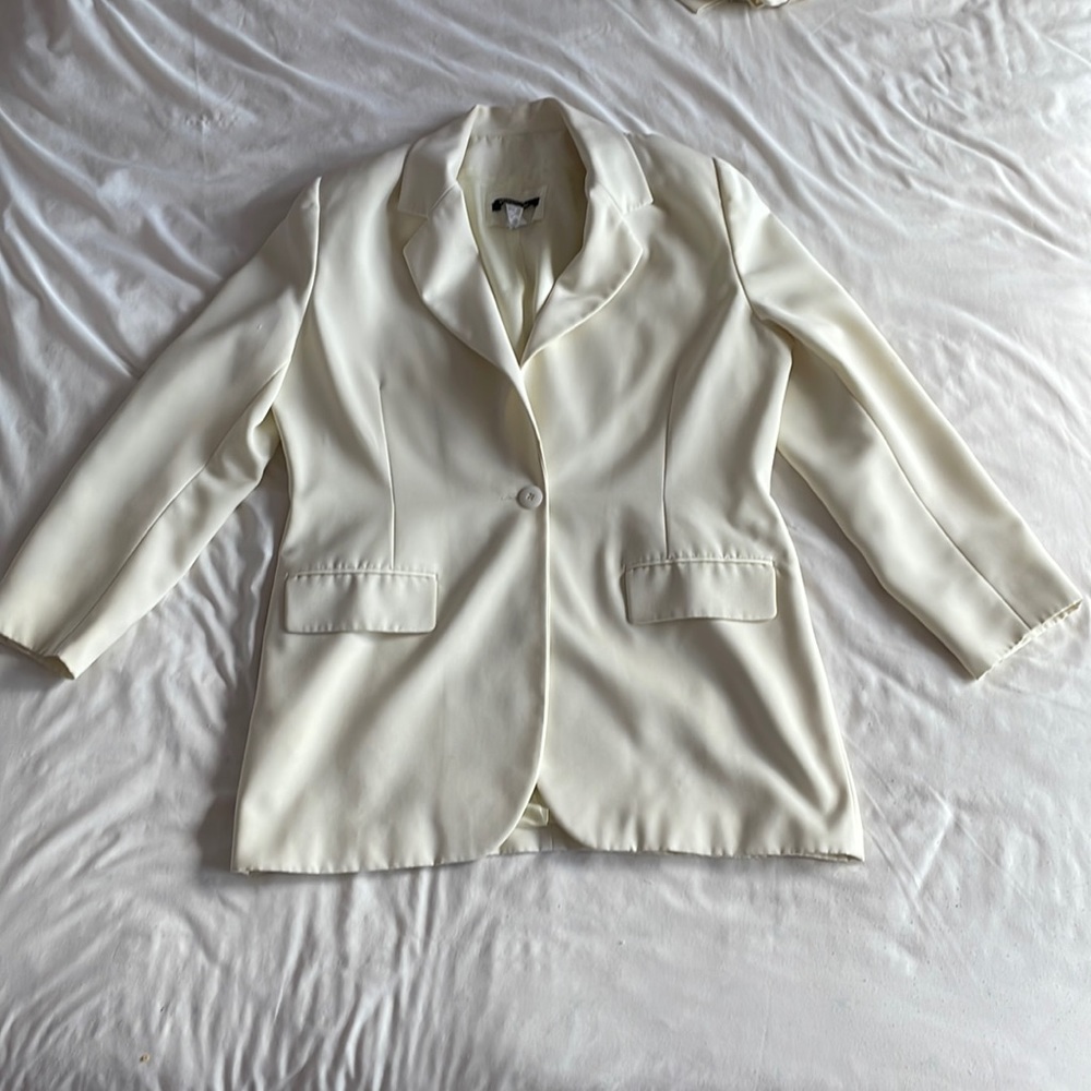White Long Sleeve Coat With Matching Pants